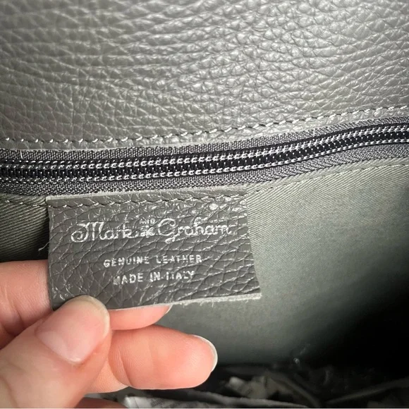 Mark & Graham Gray Elisabetta Slouch Leather Satchel tote pebbled leather Italy - Picture 4 of 6